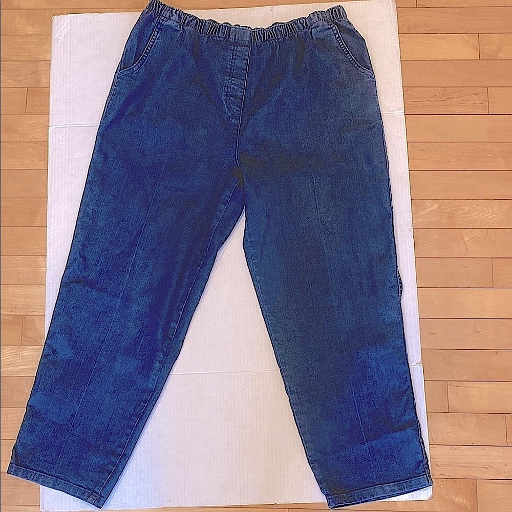 ALLISON DALEY PETITE Dark Denim Blue Jean Pants with Elastic Waist Size 14P